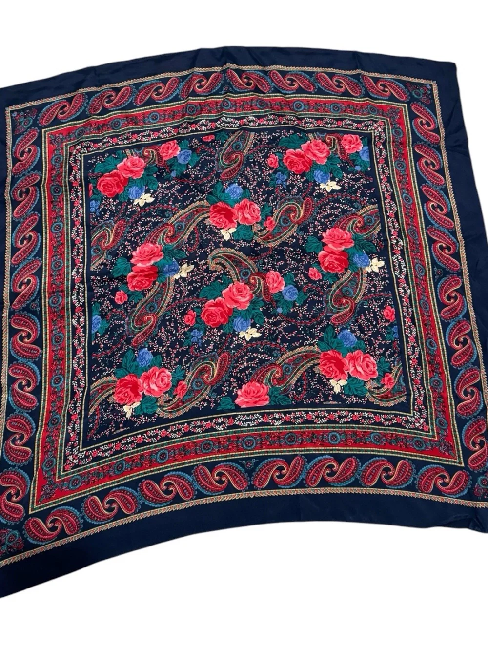 ✨🌸VTG Women’s Floral Paisley Festival Boho Silk Head Wrap Scarf
